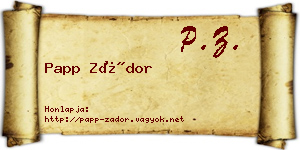 Papp Zádor névjegykártya
